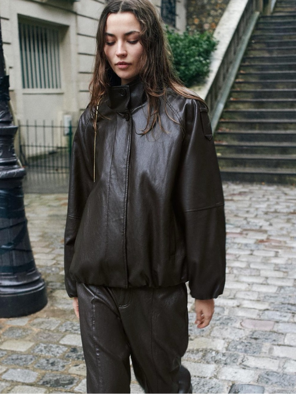 NWT Zara FAUX LEATHER HIGH COLLAR JACKET